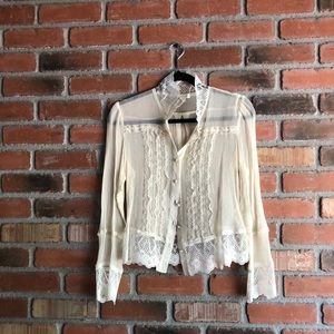 Matty M 6 Lace Chiffon Victorian Blouse PRETTY